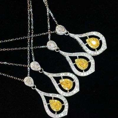 Choker 실금 실험실 자란 다이아몬드 목걸이 노란색