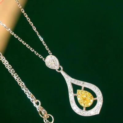 Choker 실금 실험실 자란 다이아몬드 목걸이 노란색